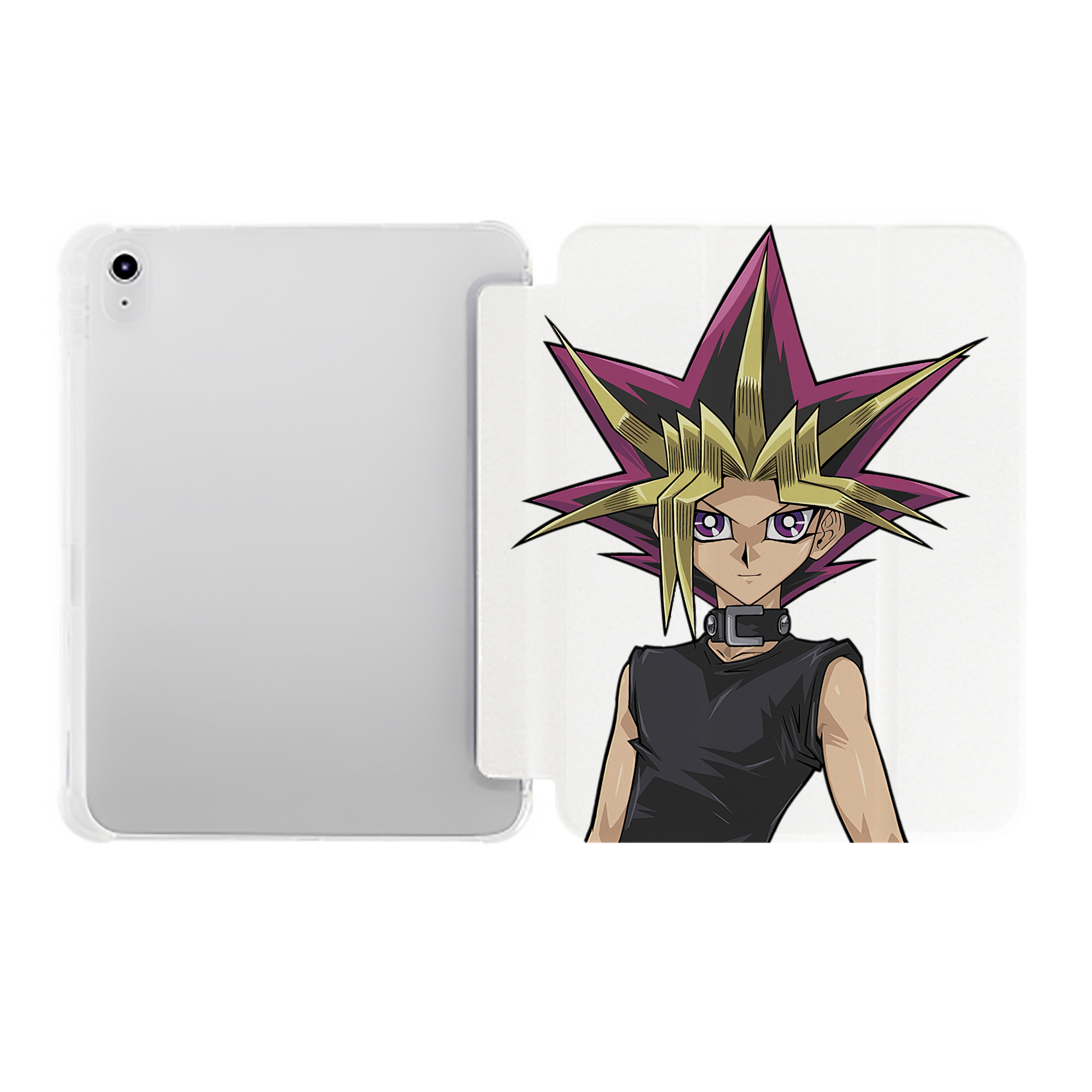 （画像用） 遊☆戯☆王 Yu-Gi-Oh! IPad ケース ペン収納付き 三つ折りスタンド PUレザー×シリコン 対応機種9.5/10.5/10.9インチ